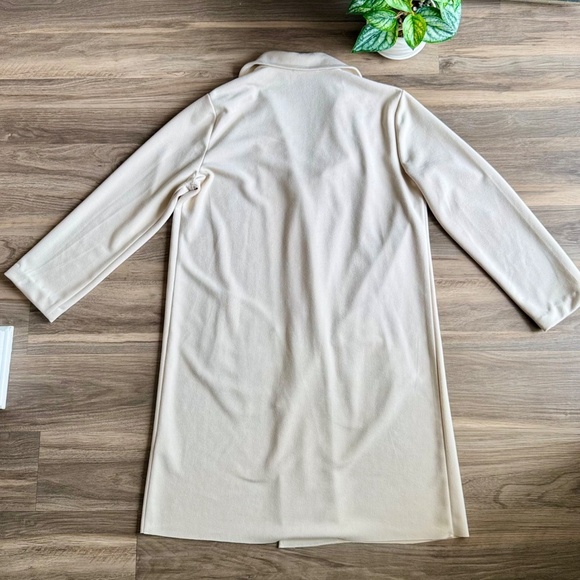 Philosophy Ivory Faux Leather Notch Lapel Collar Longline Coat – Size L - Picture 14 of 14